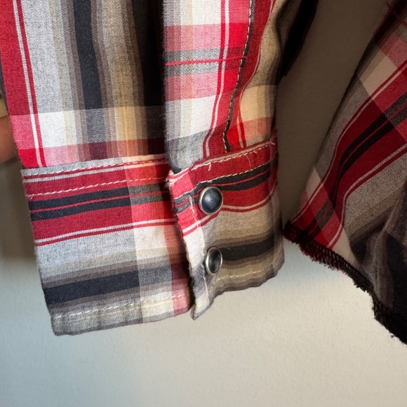 Wrangler Womens Plaid Dark Pearl Snap Long Sleeve Shirt XXL (18-20) Western Y2K - Picture 3 of 12